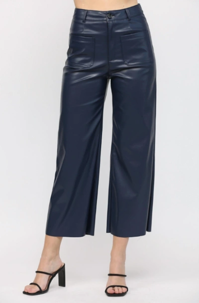 Fate Janis Vegan Leather Pant In Midnight Blue
