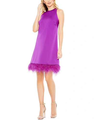 Mac Duggal Feathered Cocktail Dress In Purple