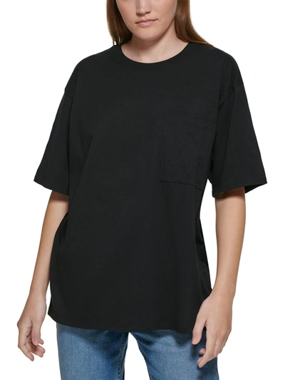 Calvin Klein Womens Cotton Solid T-shirt In Black