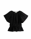 ULLA JOHNSON WOMEN'S MIRABELLE JACQUARD SHORT SLEEVE PUFF TOP IN NOIR