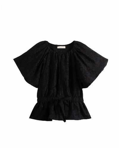 Ulla Johnson Women's Mirabelle Jacquard Short Sleeve Puff Top In Noir In Black