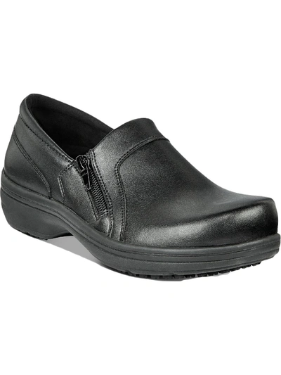 Easy Works By Easy Street Bentley Womens Leather Slip On Clogs In Black