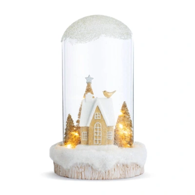 Demdaco Winter Home Cloche Vignette In White/gold