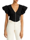 DEREK LAM 10 CROSBY GENNA WOMENS LINEN ZIP FRONT CROPPED