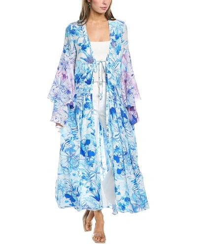 Rococo Sand Tiered Bell-sleeve Wrap Dress In Blue