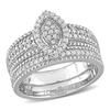 Mimi & Max 1/3ct Tdw Diamond Marquise Shape Cluster Bridal Set In Sterling Silver In White