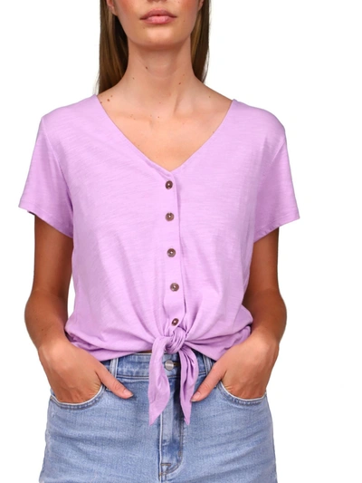 Sanctuary Womens Side Tie Cotton Blouse In Purple