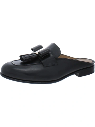 Ferragamo Onofria Womens Faux Leather Tassels Mules In Black