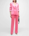 Cinq À Sept Kylie Scrunched-sleeve Satin Blazer In Electric Pink