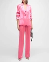 Cinq À Sept Kylie Scrunched-sleeve Satin Blazer In Pink