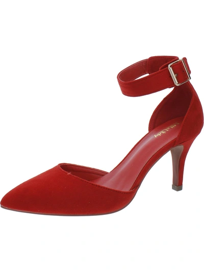 Mila Lady Mia Womens Faux Suede Ankle Strap Pumps In Red