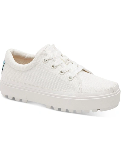 Toms Laceup-up Womens Lug Flat Sock Sneakers In White