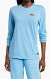 Aviator Nation Rainbow Embroidered Long Sleeve T-shirt In Blue