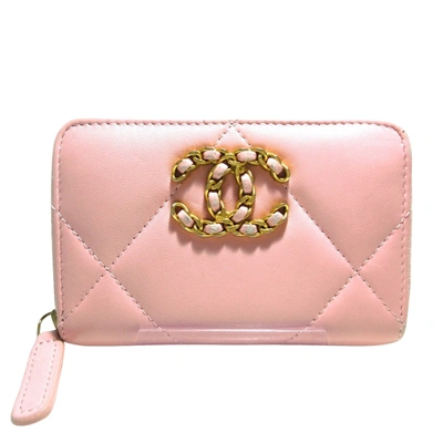 Pre-owned Chanel 19 Leather Wallet () In Pink