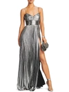 RETROFÉTE WOMENS METALLIC PLEATED EVENING DRESS