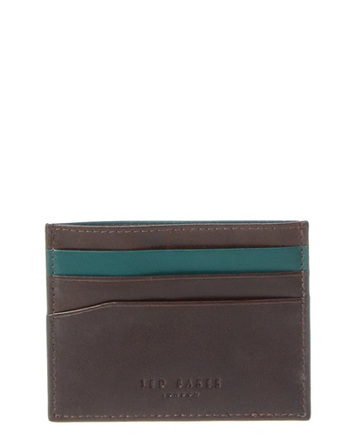 Ted Baker Nancard Contrast Edge Paint Leather Card Holder In Brown
