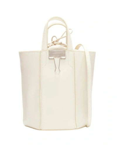 Off-white Off White Virgil Abloh Allen Binder Clip Cream Leather Drawstring Tote Bag