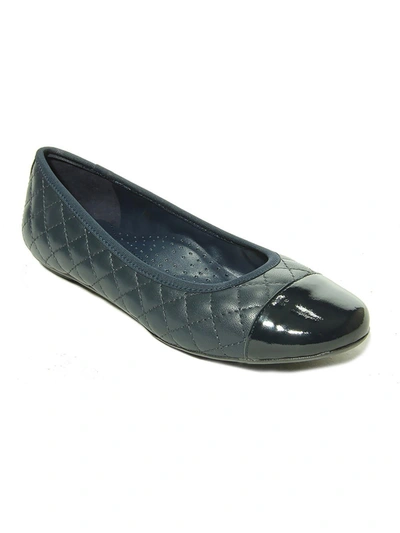 Vaneli Serene Womens Leather Quilted Ballet Flats In Blue