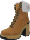Moncler Claudia Womens Suede Platform Ankle Boots In Brown