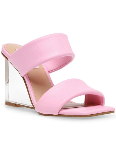 Steve Madden Isa Wedge Sandals Womens Slip On Open Toe Wedge Sandals In Pink