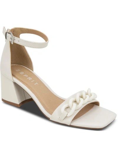 Esprit Jessa Womens Faux Leather Heels Ankle Strap In White
