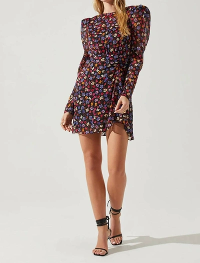 Astr Cindy Dress In Blue Red Ditsy In Multi