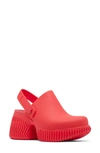 Sorel Ona Rubber Slingback Platform Clogs In Red Glo/sea Salt