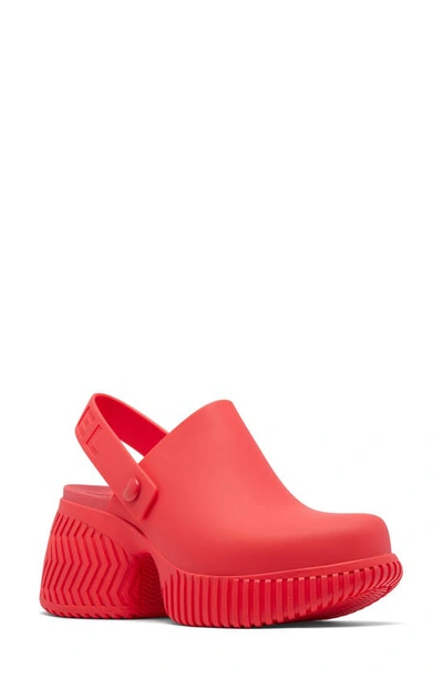 Sorel Ona Rubber Slingback Platform Clogs In Red Glo Sea Salt