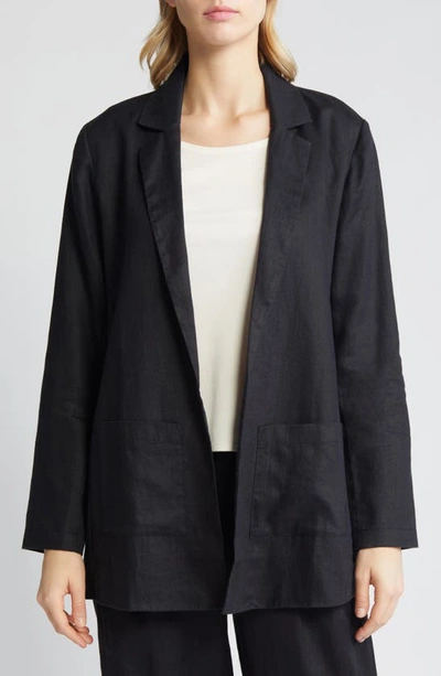 EILEEN FISHER NOTCH LAPEL LONGLINE ORGANIC LINEN BLAZER