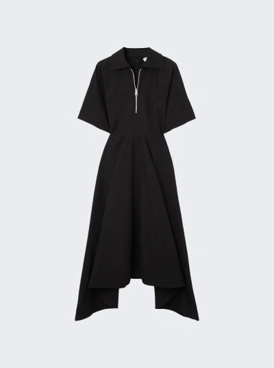 Bottega Veneta Asymmetric Cotton Midi Dress In Black