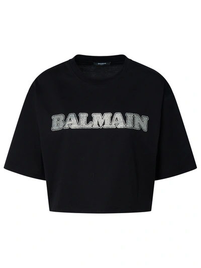 Balmain Woman Black Cotton T-shirt