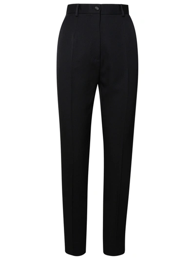 DOLCE & GABBANA DOLCE & GABBANA BLACK VIRGIN WOOL BLEND TROUSERS WOMAN