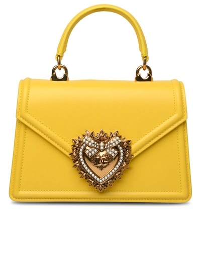 DOLCE & GABBANA DOLCE & GABBANA WOMAN DOLCE & GABBANA SMALL 'DEVOTION' YELLOW LEATHER BAG