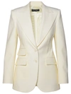 DOLCE & GABBANA DOLCE & GABBANA WHITE VIRGIN WOOL BLEND BLAZER WOMAN