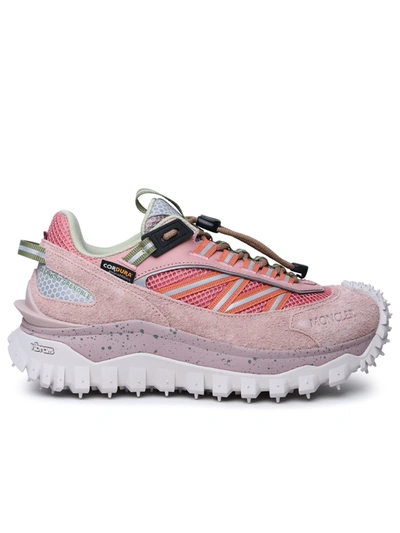 Moncler Woman Pink Leather Blend Trainers