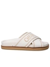 OFF-WHITE OFF-WHITE 'CLOUD CRISS CROSS' SLIPPERS IN BEIGE LEATHER BLEND WOMAN