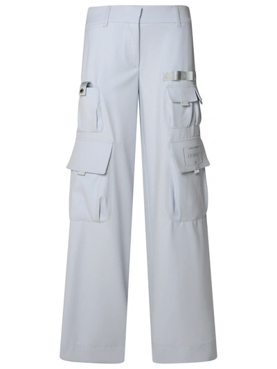 OFF-WHITE OFF-WHITE WOMAN OFF-WHITE LIGHT BLUE VIRGIN WOOL CARGO PANTS