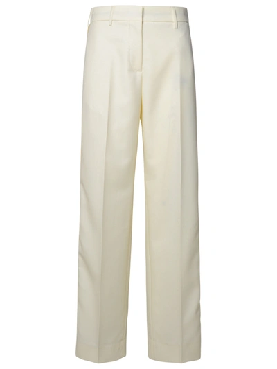 Palm Angels Woman White Virgin Wool Blend Trousers In Cream