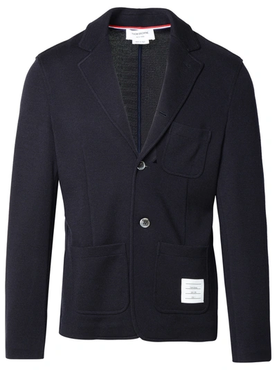 Thom Browne Navy Virgin Wool Blazer In Blue