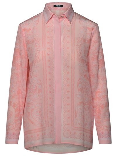 VERSACE VERSACE WOMAN VERSACE 'BAROCCO' PINK SILK SHIRT