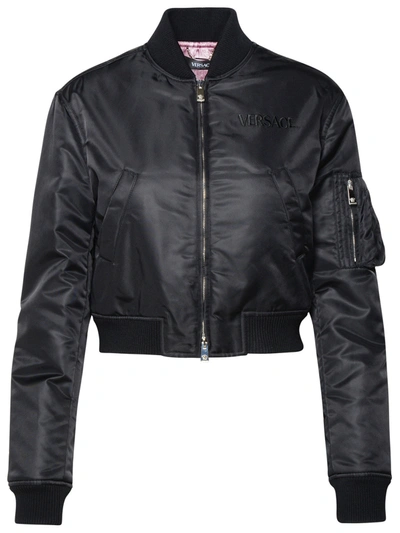 VERSACE VERSACE WOMAN VERSACE BLACK NYLON BOMBER JACKET