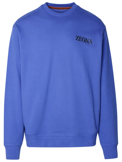 Zegna Felpa Logo In Blue