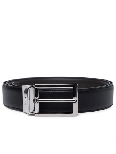 Zegna Man Reversible Black Leather Belt