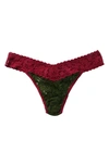 Hanky Panky Colorplay Original Lace Thong In Woodland/ Dark Pomegranate Red