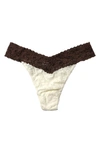 Hanky Panky Colorplay Original Lace Thong In Marshmallow/ Cappuccino