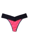 Hanky Panky Colorplay Original Lace Thong In Pink/ Black