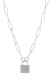 Meshmerise Pavé Diamond Padlock Pendant Necklace In Silver