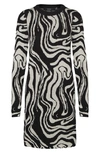 Vero Moda Lorena Marbled Long Sleeve Dress In Black Pattern W Birch