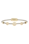 Meshmerise Two-tone Wire Cz Station Bracelet In Two Tone