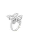 SUZY LEVIAN SUZY LEVIAN STERLING SILVER CZ DOUBLE BUTTERFLY RING